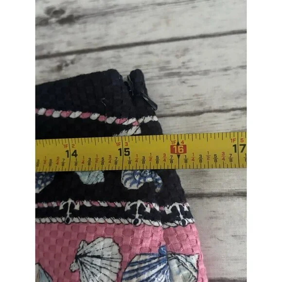 Talbots Navy Pink Shell Starfish Beach Nautical Print Pencil Side Zip Skirt 6 P - Picture 7 of 9